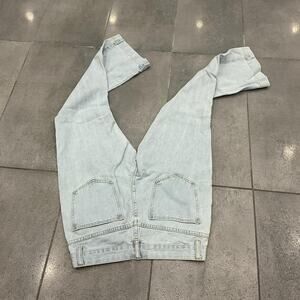 Light blue high waisted straight leg denim